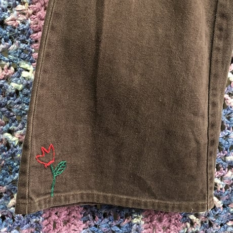 70s Brown flare pants【01590】