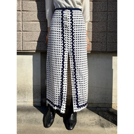 70s Dot maxi skirt【01603】