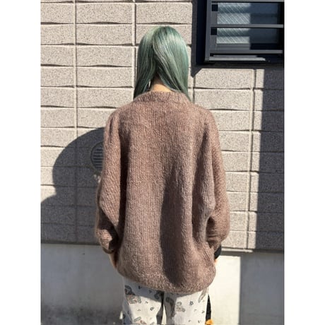 Brown design mohair knit sweater【01339】