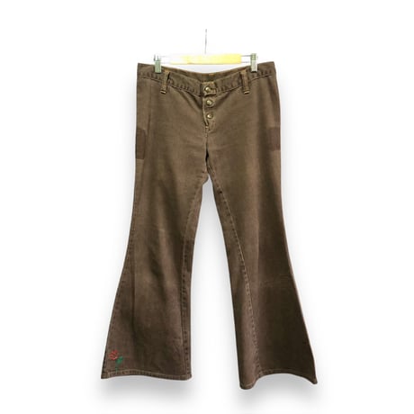 70s Brown flare pants【01590】