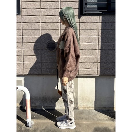 Brown design mohair knit sweater【01339】