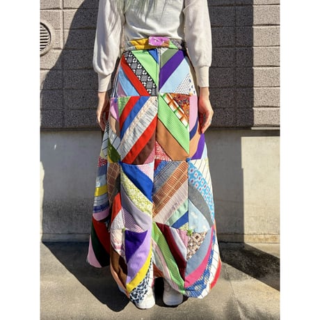 70s Patchwork maxi skirt【01498】