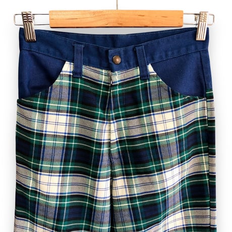 80s Plaid flare pants【01589】