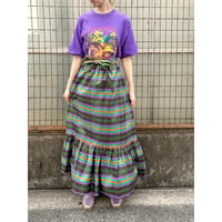 80s Plaid maxi skirt【01416】