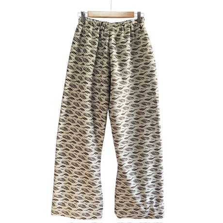 70s Brown geometric poly pants【01430】