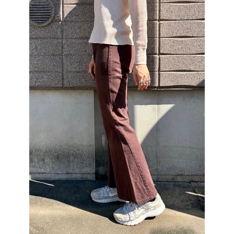 70s Brown flare pants【01590】