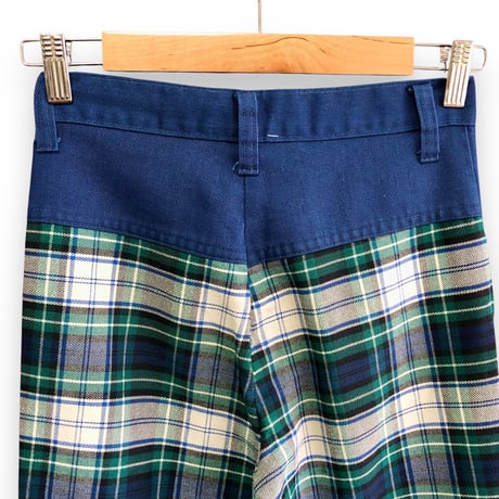 80s Plaid flare pants【01589】