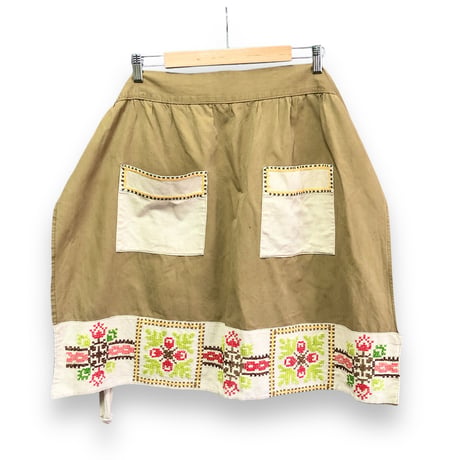 Vintage half apron / brown【01546】