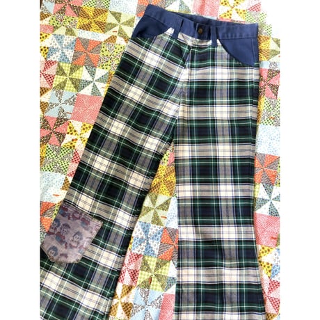 80s Plaid flare pants【01589】