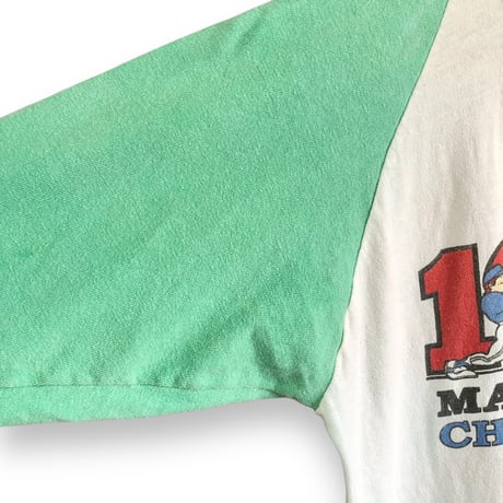 80s Green raglan sleeve tee【01503】