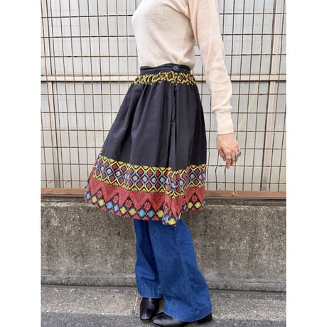 Vintage black midi skirt【01481】