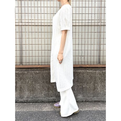 Vintage front button white dress【01450】