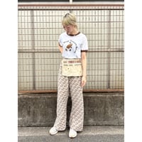 70s Brown geometric poly pants【01430】