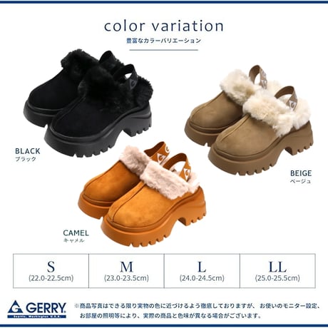 GERRY レディース ファーサンダル GR5616 (ブラック、ベージュ、キャメル)