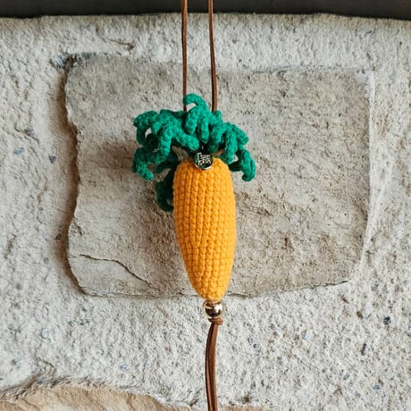 Amigurumi Carrot Leather Strap Charm