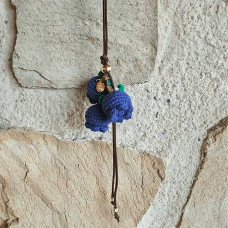Amigurumi Blueberry Leather Strap Charm