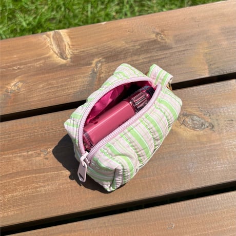 Striped Mini Pouch Keychain