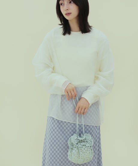ドイリーレースのまん丸巾着の 糸kit