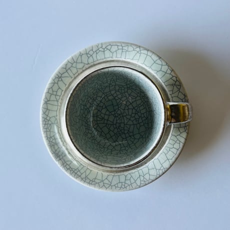 TN−135 谷井直人　銀彩貫入カップ&ソーサ　    Naoto Tanii — Silver Embossed Cup & Saucer