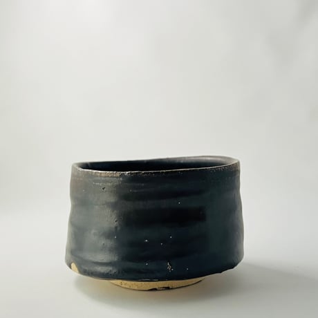 T−195 辻村史朗 引出黒茶碗　共箱付　Shiro Tsujimura – Hikidashi Kuro Tea Bowl
