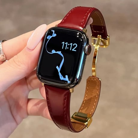 AppleWatchベルトマグネット式バックル  レザー調 艶感 AppleWatchバンド Series 12/11/10/9/8 SE Ultra4/3/2 高級感エレガントCM6726