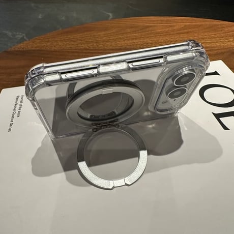 CUTECASE iPhone Duo専用ケース ミラー付き 360度回転可リングスタンド 四隅耐衝撃 カメラ周り保護 艶感 傷防止CM6843
