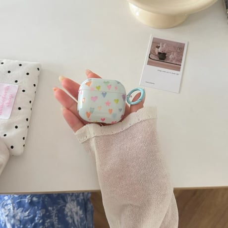 CUTECASE多彩ハート柄 AirpodsPro3ケース 星柄 Airpods4/3カバー AirpodsPro第2/1世代 甘めコーデ ブルーCM6592