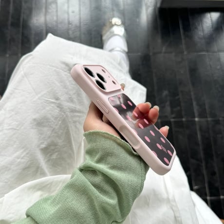 CUTECASE水玉模様ミラー iPhone17Promaxケース カラーフレーム iPhone16Promax/15proケース 便利 可愛いCM6554