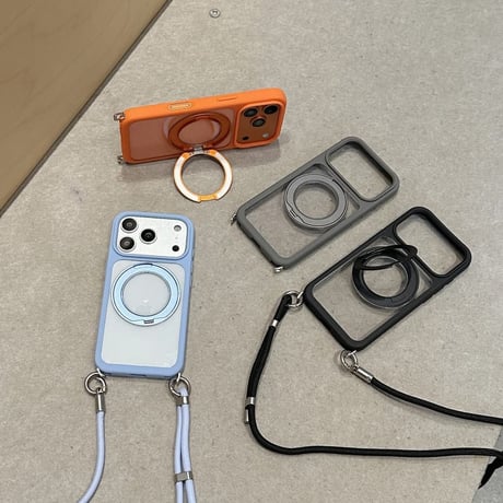 【隠しストラップ金具】MagSafe対応 iPhone18Pro / 18ProMaxケース 2WAY 隠しリングスタンド スタンド付き ショルダー ストラップ 斜めがけ 耐衝撃 CM6749