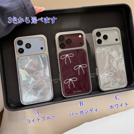 CUTECASE オーロラカラーリボン柄 iPhone18Pro/18ProMaxケース 輝く iPhone17Pro/16proケース メタリックフレーム 丈夫CM6857