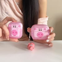 CUTECASE 豚 Airpods Pro3ケース キュート Airpods4/3カバー pro2/pro1 うねうね リング/キーホルダーCM6587