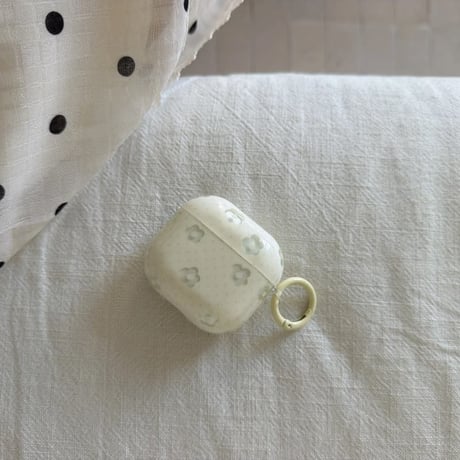 CUTECASE 淡色系花柄 Airpods Pro3ケース 韓国風 Airpods4/3カバー pro2/pro1 リング/花キーホルダー かわいいCM6544