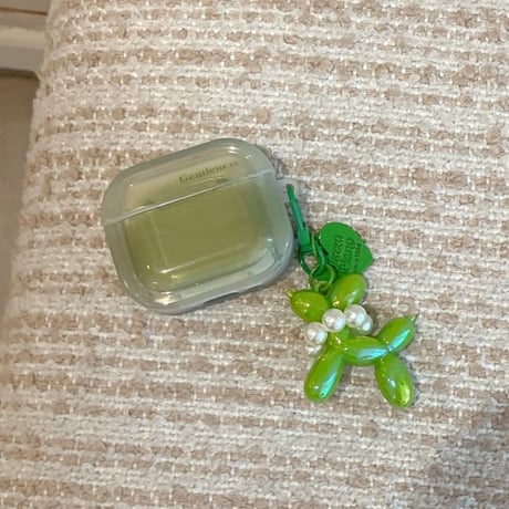 CUTECASE 高品質グラデーショングリーンカラー Airpods Pro3ケース 真珠デコワンちゃん Airpods4/3カバー pro2/pro1 ギフトにおすすめCM6597