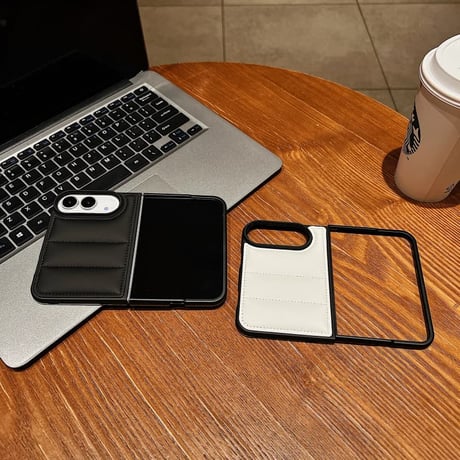 CUTECASE iPhone Duo専用ケース パッファーデザイン プレミアムスマホケース | ダウンジャケット風 ぷっくり質感 モノトーン トレンド CM6811