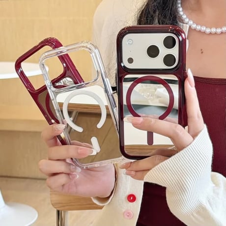 CUTECASEミラー付き iPhone18Proケース MagSafe対応 iPhone18Promax/17Pro/16ProMax/15Promaxカバー カメラフレーム CM6882