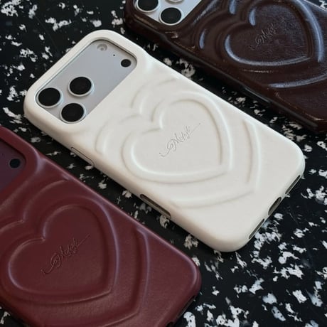 CUTECASE 立体ハート柄 iPhone18Pro/18ProMaxケース レザー調 iPhone17/16proケース 落ち着いたカラー 大人可愛いCM6772