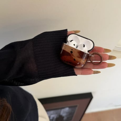CUTECASE Airpods 5 対応ケース ヴィンテージ風 琥珀べっ甲柄 Airpodspro3/2/カバー Airpods4/3 ニュアンスグラデーション カラビナ付きCM6876