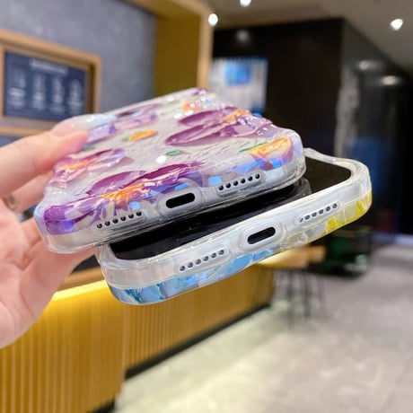 CUTECASE油絵花柄 iPhone17Pro/17ケース うねうね 美しい iPhone16Promax/15/14Proカバー 綺麗 丈夫CM6604