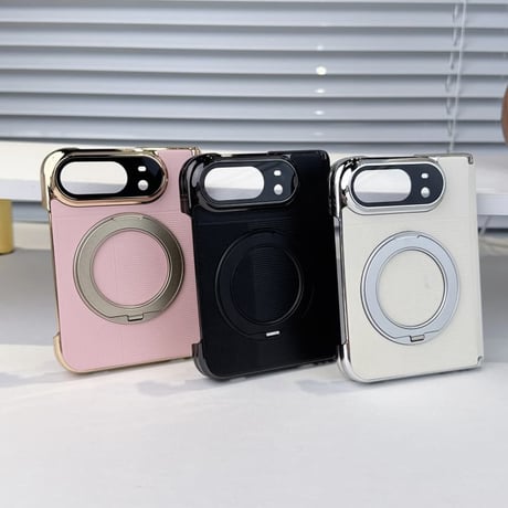 CUTECASE iPhone Duoケース 高級レザー 360度回転スタンド カメラレンズ保護カバー付 Magsafe対応 ヒンジ保護 メッキフレーム CM6901