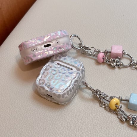 CUTECASE ヒョウ柄 Airpods Pro3ケース 艶感 Airpods4/3カバー pro2/Pro1ケース 可愛いキーホルダー うねうねCM6549