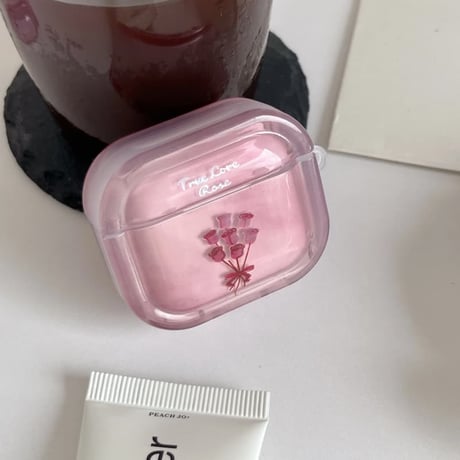 CUTECASE 薔薇柄 Airpods Pro3ケース 花キーホルダー Airpods 4/3カバーケース AirpodsPro2/1 グラデーションカラー 高級感 CM6582