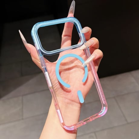 CUTECASE MagSafe対応iPhone17Promaxケースカラーライン 透明17ProMax/ iPhone16/15proケース 滑り止め加工 頑丈CM6633