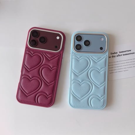 CUTECASE ハート/リボン柄 レザー調 iPhone18Pro/18ProMaxケース ぷっくりキルティング iPhone17/16proケース 大人かわいいCM6780