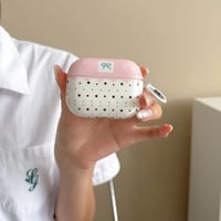 CUTECASEリボン柄 Airpods Pro3ケース 甘め Airpods 4/3カバー AirpodsPro2/1 リング付 淡色系 CM6632