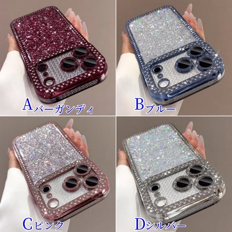 CUTECASE キラキラグリッター iPhone18Pro/18ProMaxケース ラインストーン付き iPhone17/16/15カバー華やか 存在感抜群 CM6841