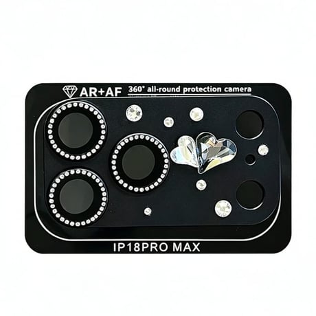 CUTECASE カメラ保護レンズ一体型 iPhone18Pro/18ProMax ハートビジュー＆ラインストーンデコ 傷防止 高級感 大人かわいいCM6851