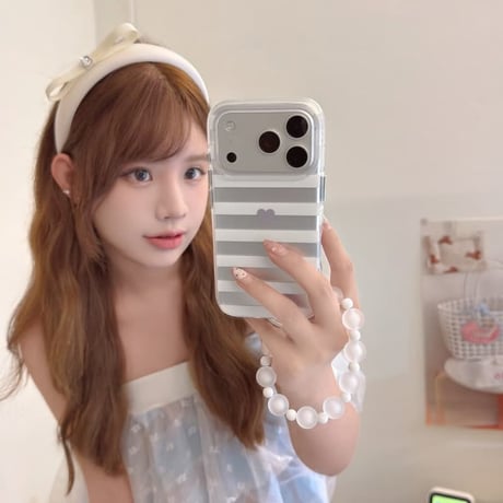 CUTECASE ハート柄と縞模様 iPhone17Promaxケース ストラップ iPhone16/15pro/17promaxケース 日常/旅行に合う 女子力高いCM6547