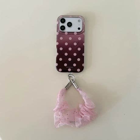 CUTECASE ドット柄 グラデーション iPhone18Pro/18ProMaxケース バーガンディに合う iPhone17Pro/16/15ProMaxカバー オーガンジーストラップCM6774