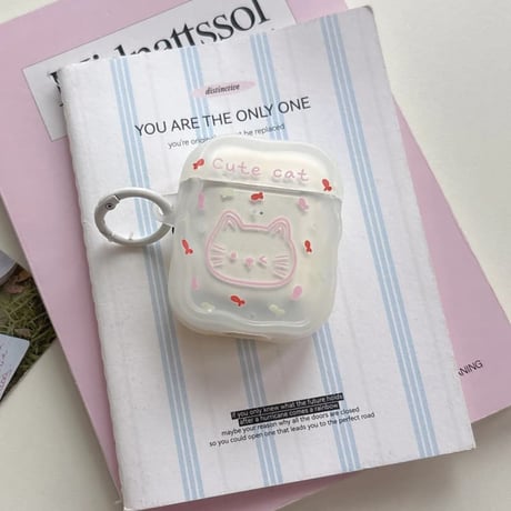 CUTECASE ネコちゃん Airpods Pro3ケース キュート Airpods4/3カバー pro2/pro1 うねうね リング/キーホルダーCM6567