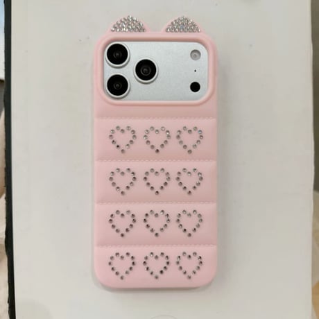 CUTECASE耳付き iPhone17/17Proケース ジュエリーデコ iPhone16Pro/15pro/14ProMaxケース 可愛いCM6609